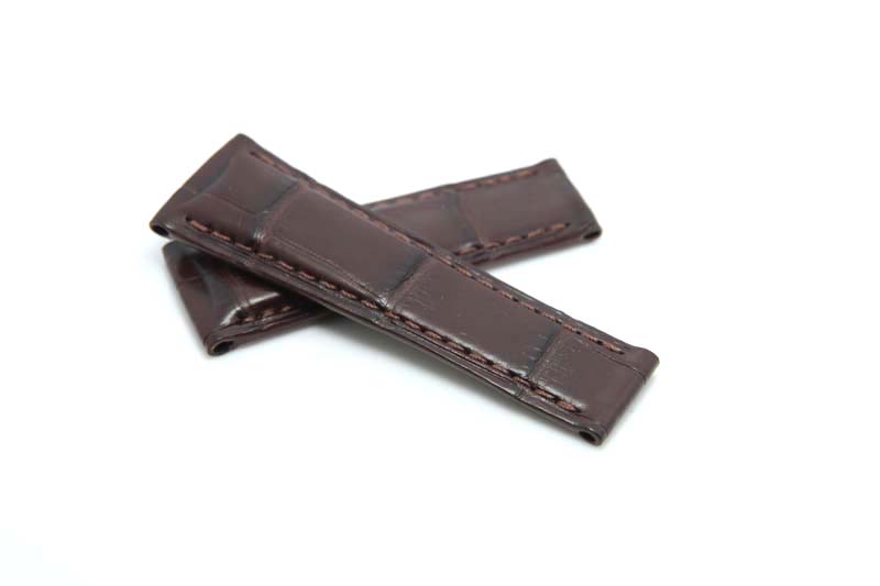 Dark Brown Alligator leather watchstrap - Click Image to Close